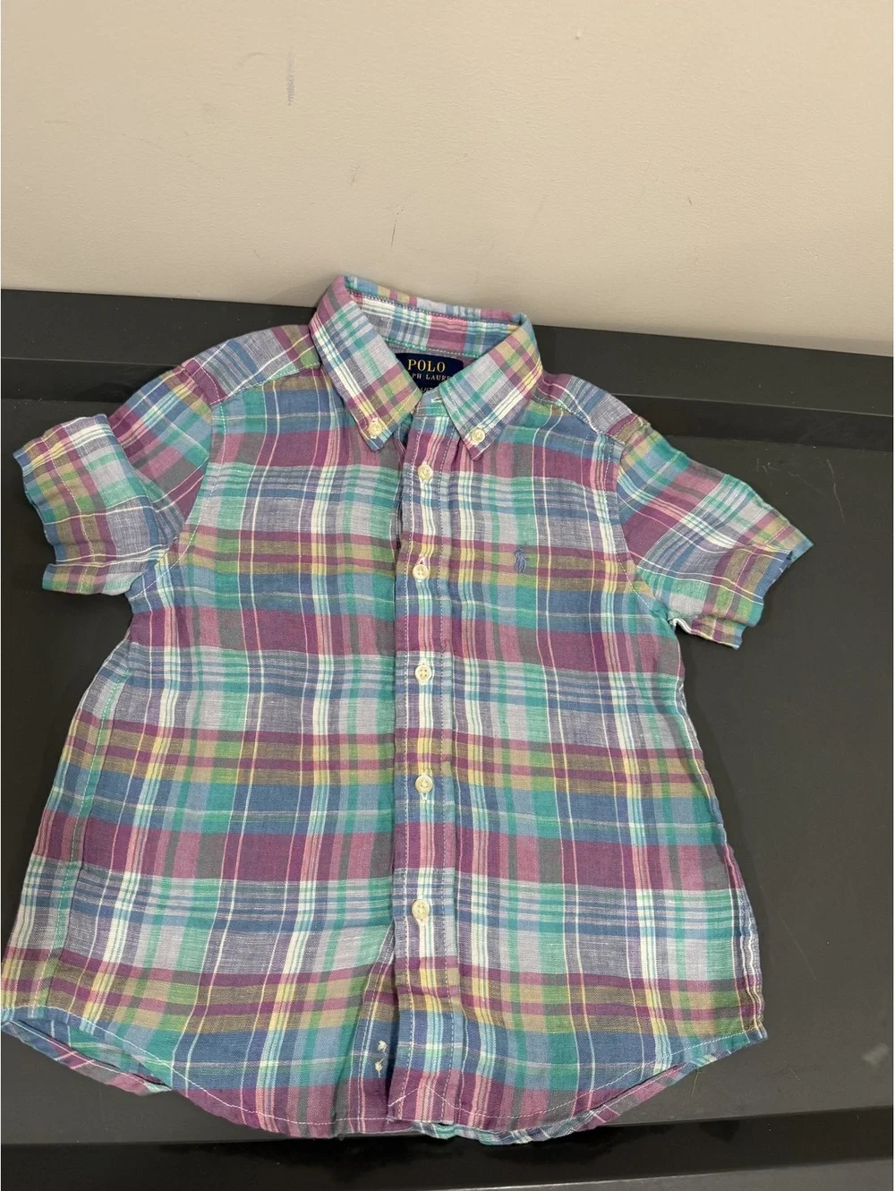 Polo Ralph Lauren Boys 4/4T Multicolor Plaid Button-Down Shirt Cotton Preowned